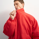 Topman oversized fit twill nylon funnel neck bomber jacket in red