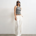 Topshop pull on barrel jean in bone