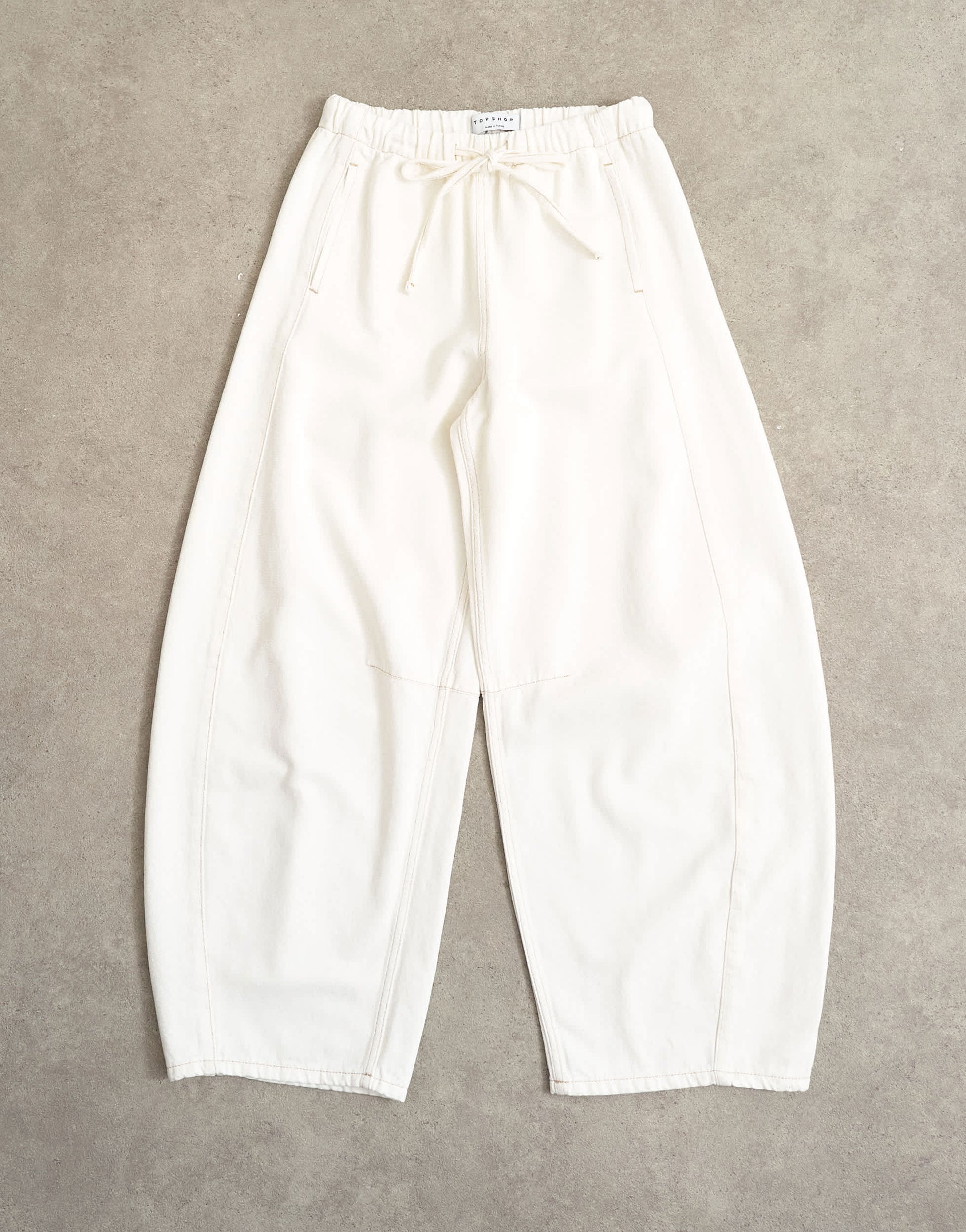 Topshop pull on barrel jean in bone