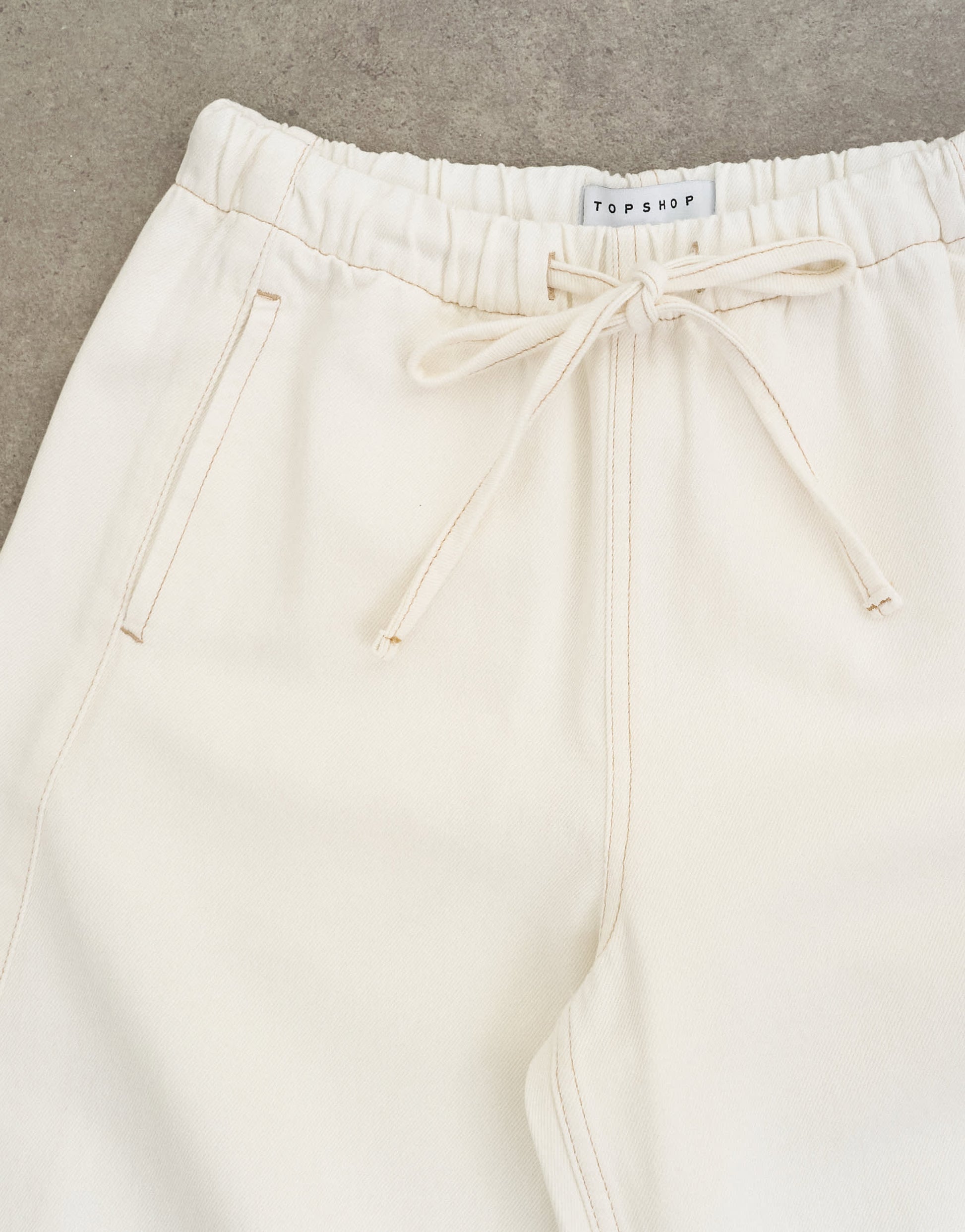 Topshop pull on barrel jean in bone