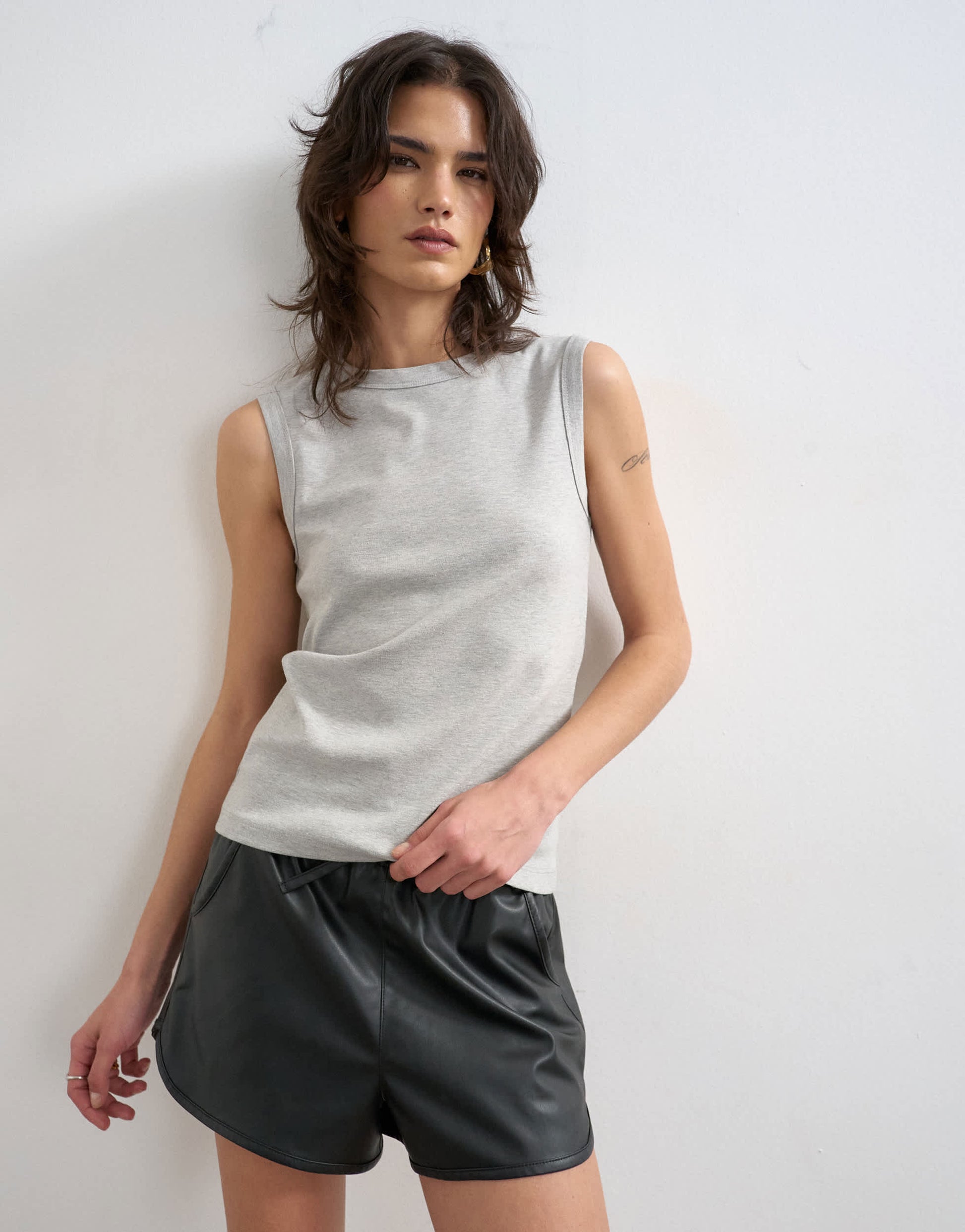 Topshop slim tank in grey marl