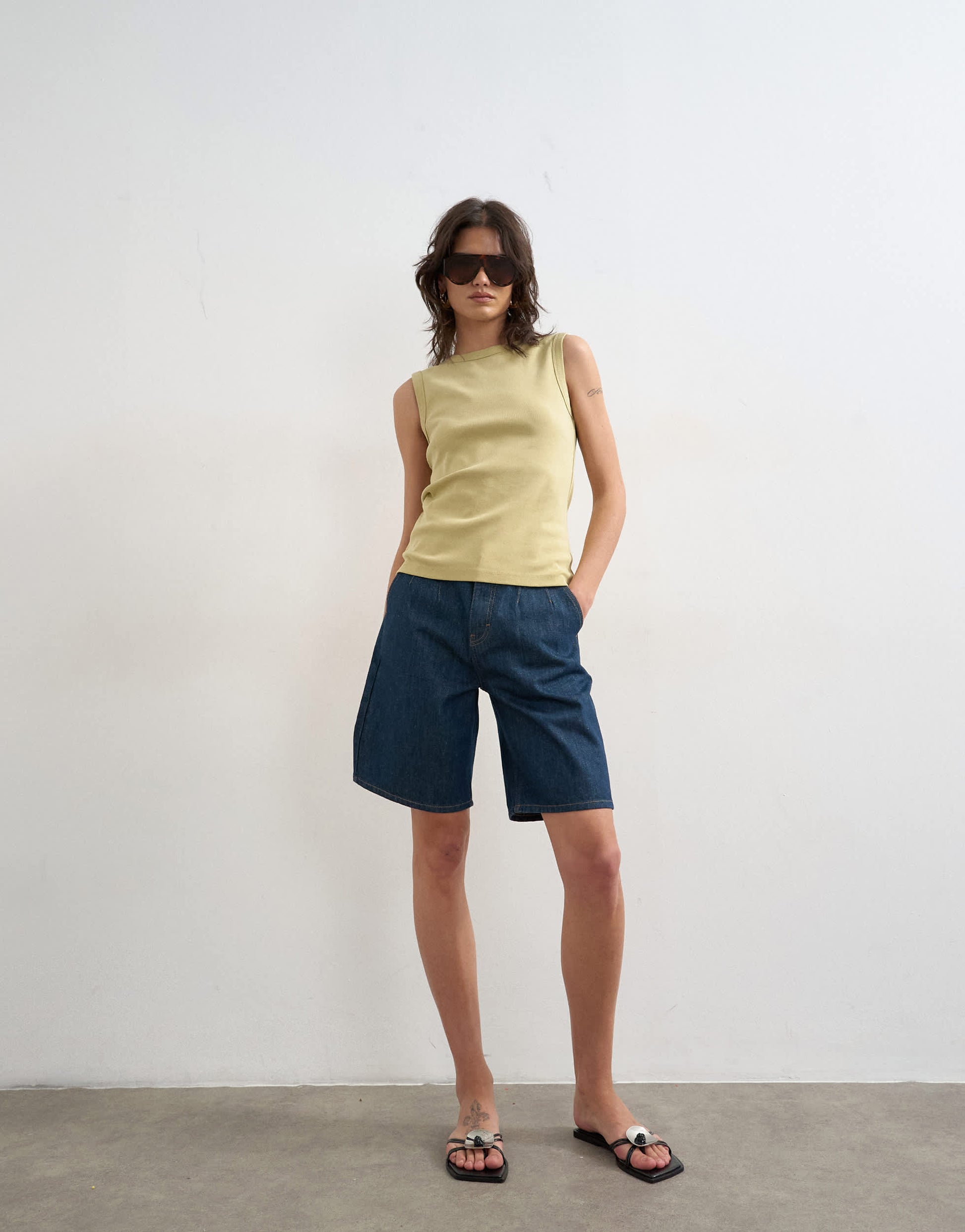 Topshop slim tank in soft lime