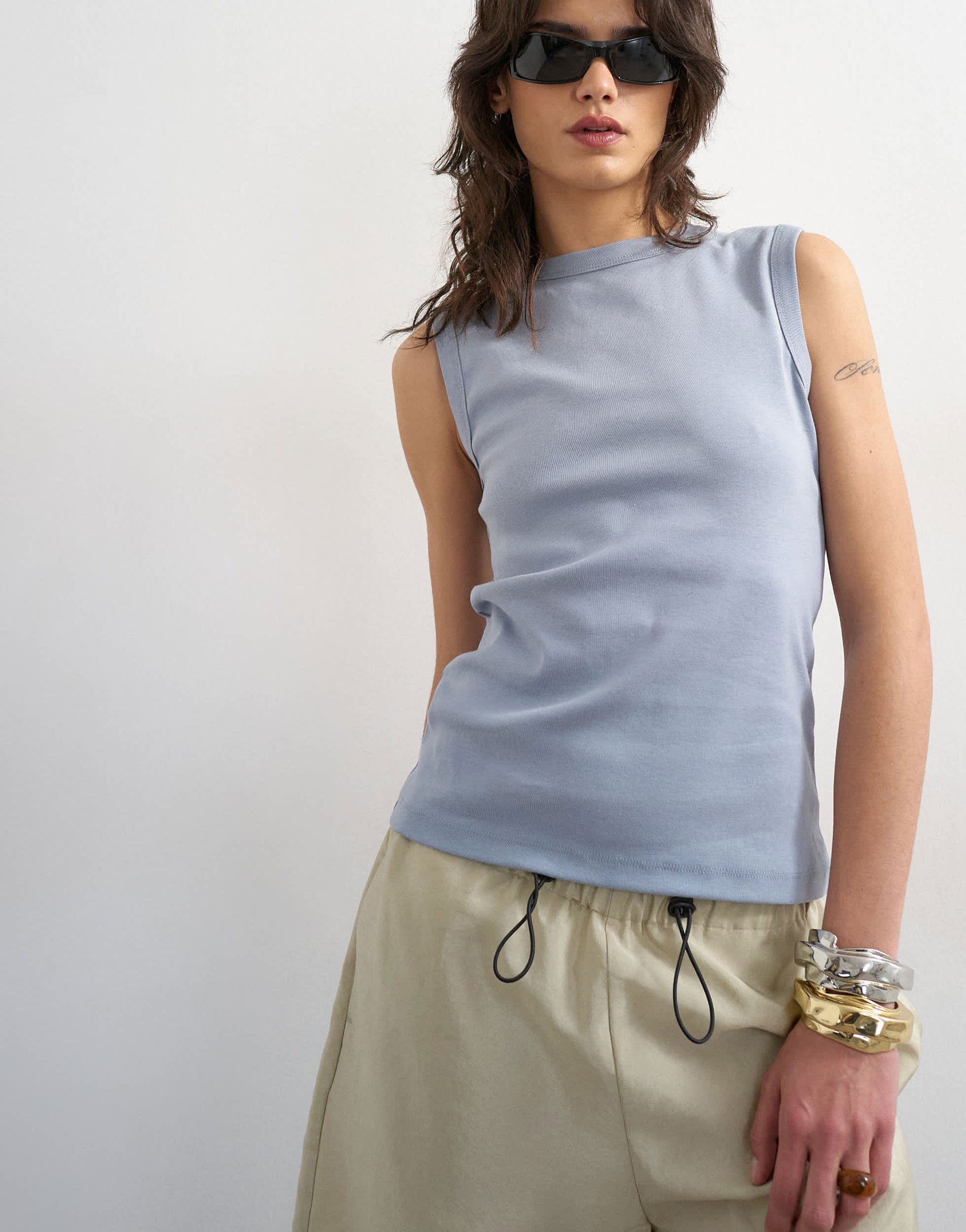 Topshop slim tank in dusty blue