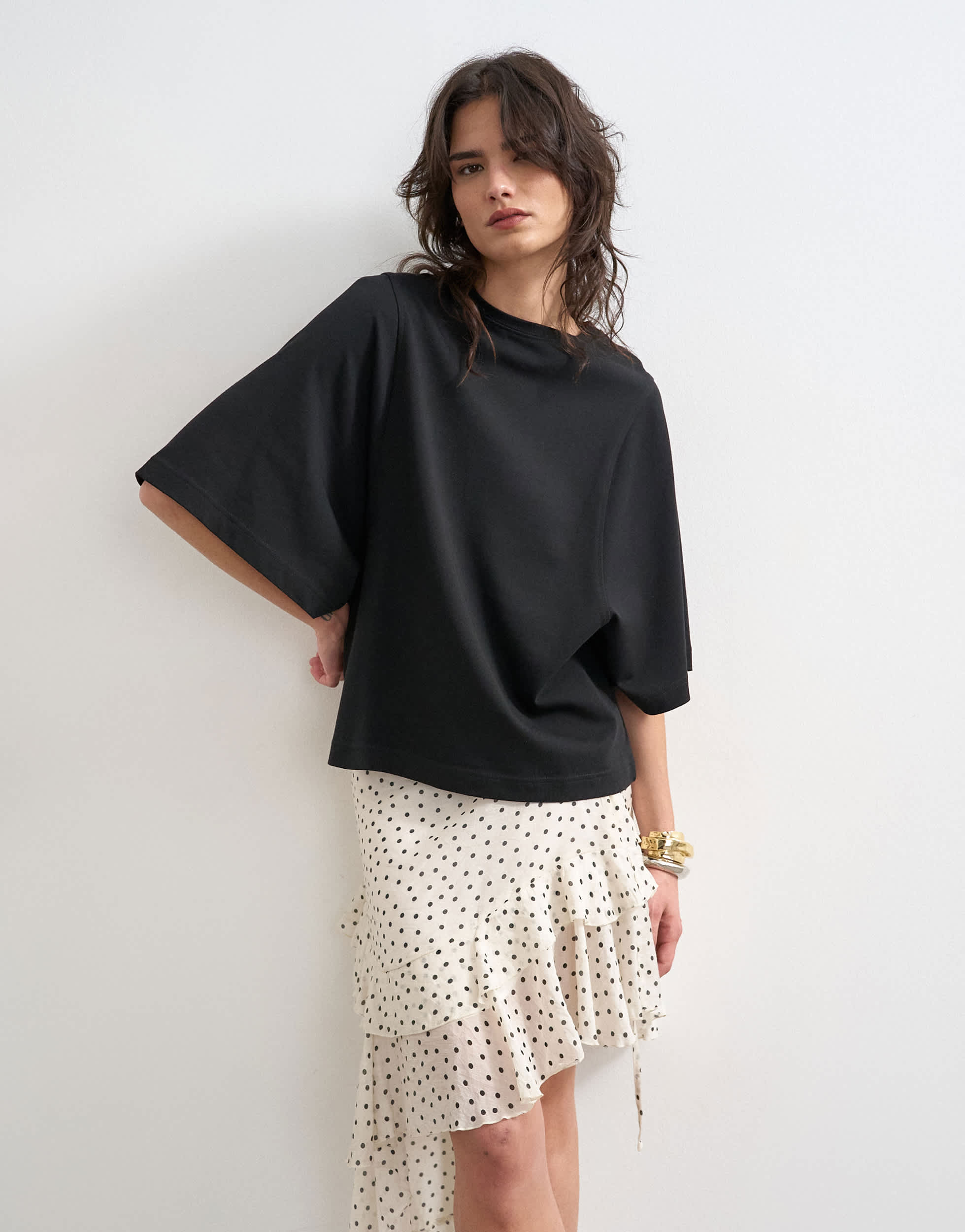 Topshop batwing t-shirt in black