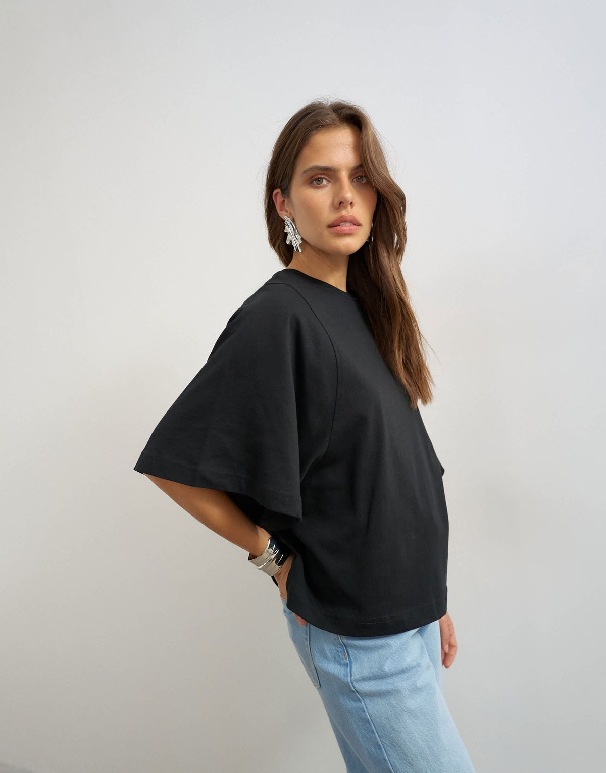 Topshop batwing t-shirt in black
