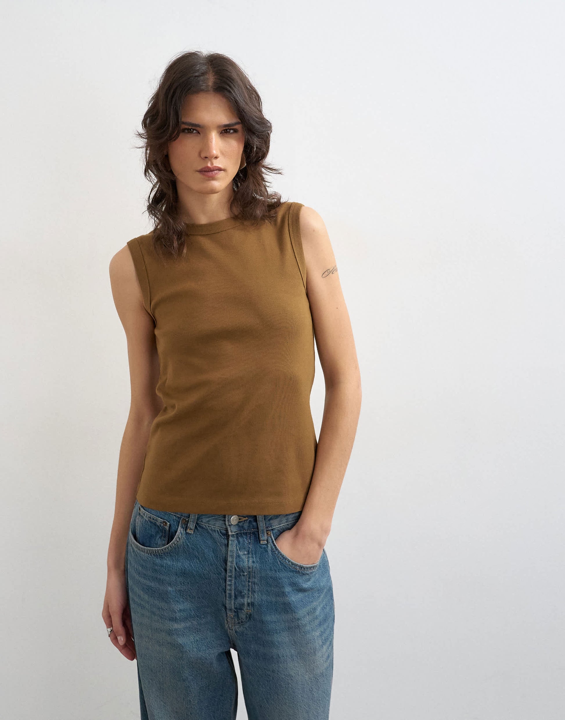 Topshop slim tank in deep olive