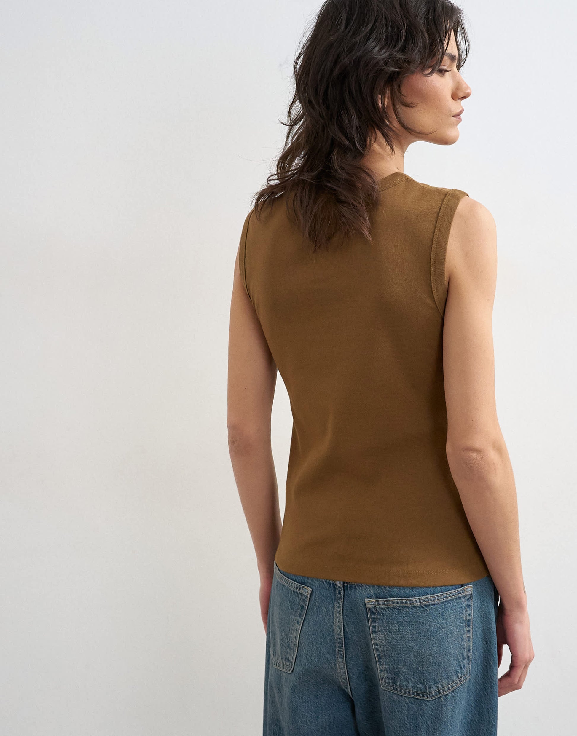 Topshop slim tank in deep olive