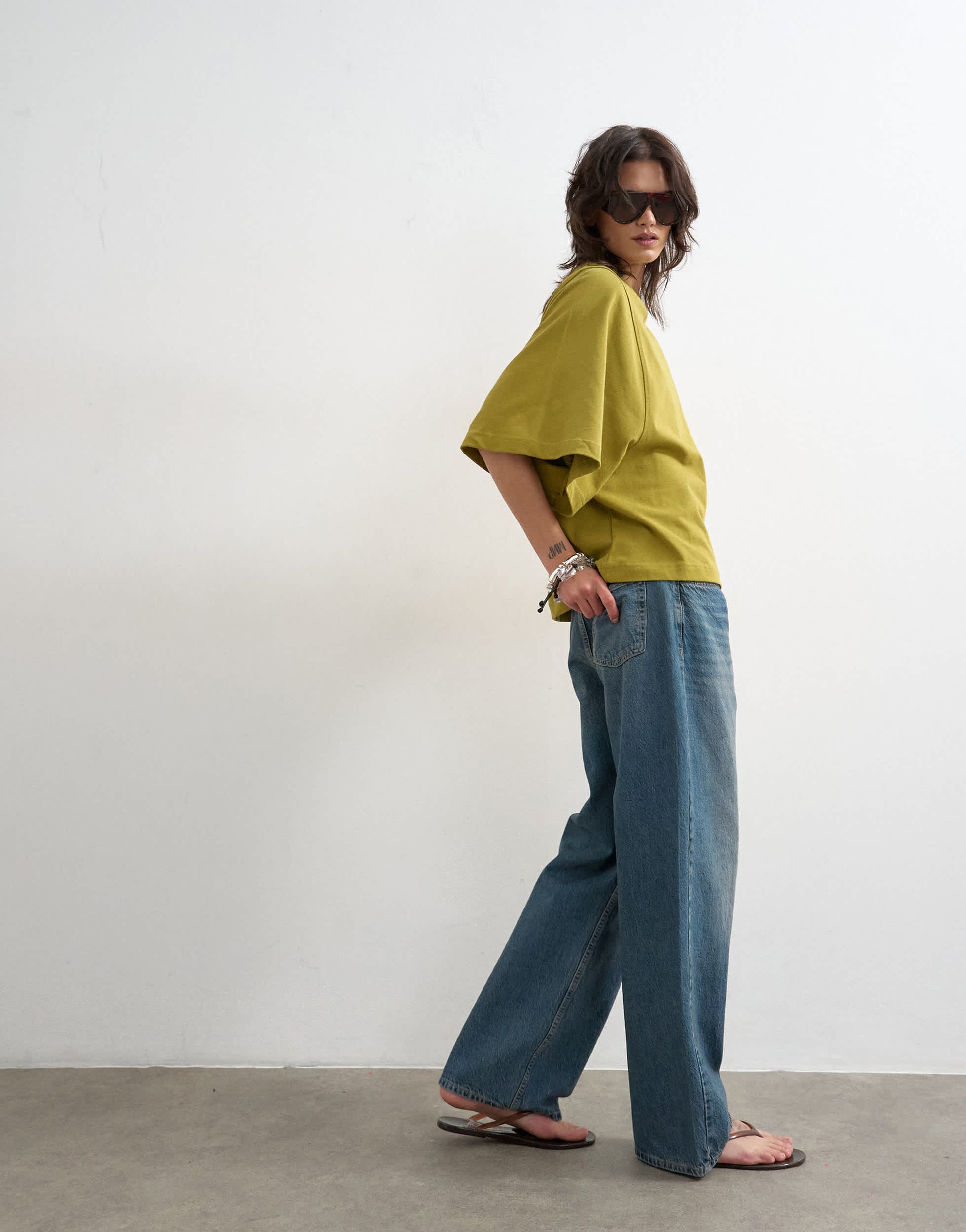 Topshop batwing t-shirt in green