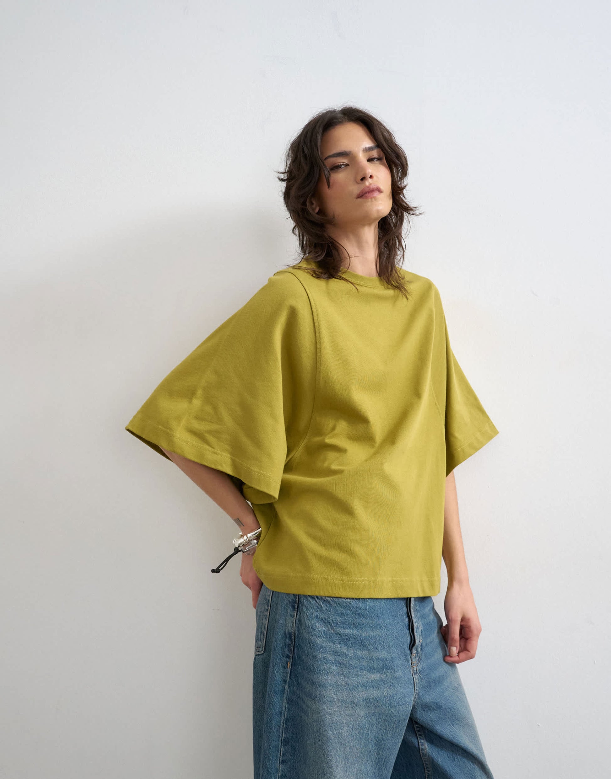Topshop batwing t-shirt in green