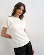 Topshop gathered yoke cap sleeve t-shirt in ecru