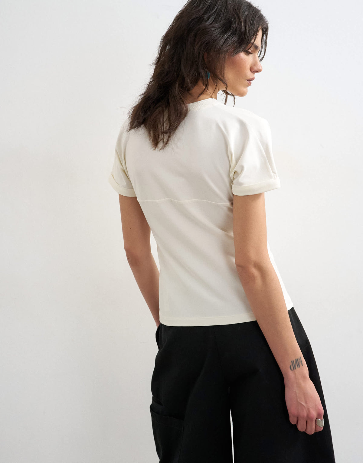 Topshop gathered yoke cap sleeve t-shirt in ecru