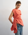 Topshop slash neck twist side top in burnt sienna