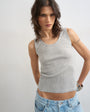 Topshop washed waffle vest with woven trim in grey marl
