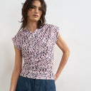 Topshop wrap front short sleeve top in multi