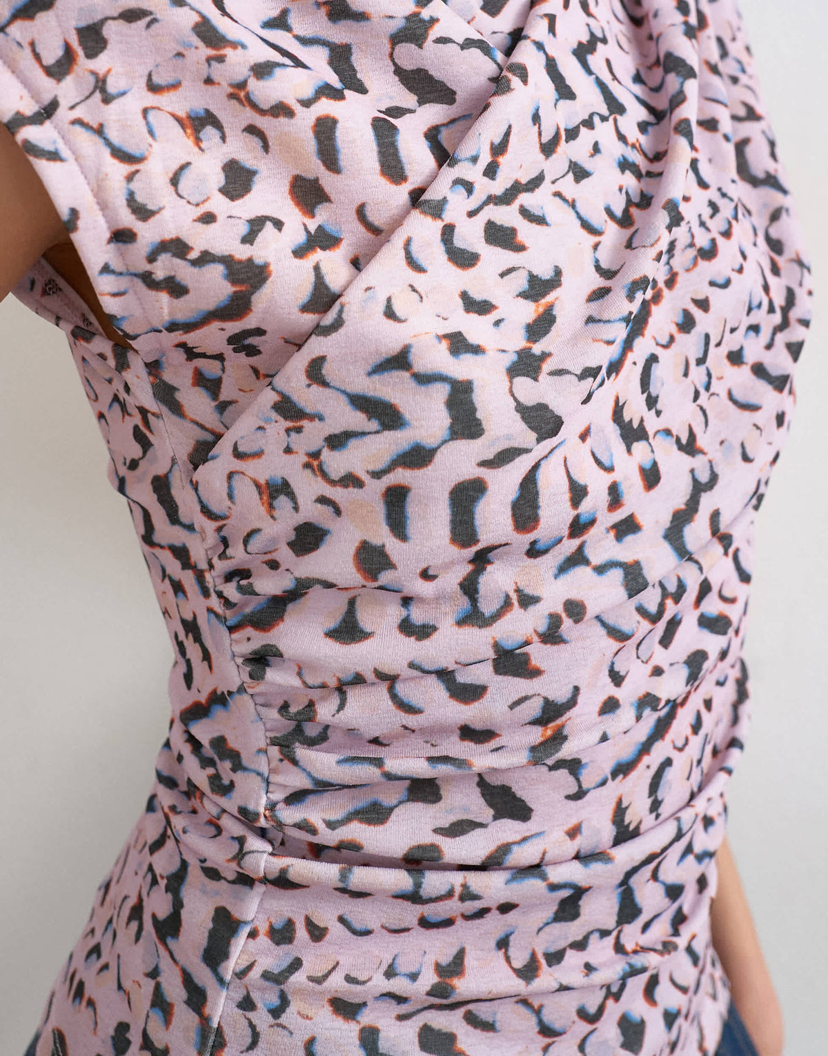 Topshop wrap front short sleeve top in multi