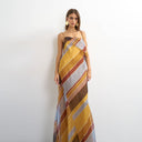 Topshop folded bust organza maxi dress in stripe