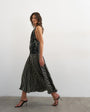 Topshop contrast print beaded strap maxi dress in black sketchy floral and stripe