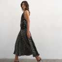 Topshop contrast print beaded strap maxi dress in black sketchy floral and stripe