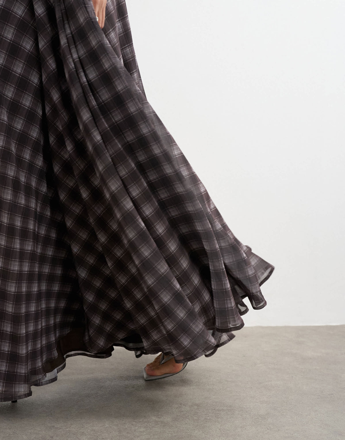 Topshop co-ord full circle chiffon maxi skirt in purple check print