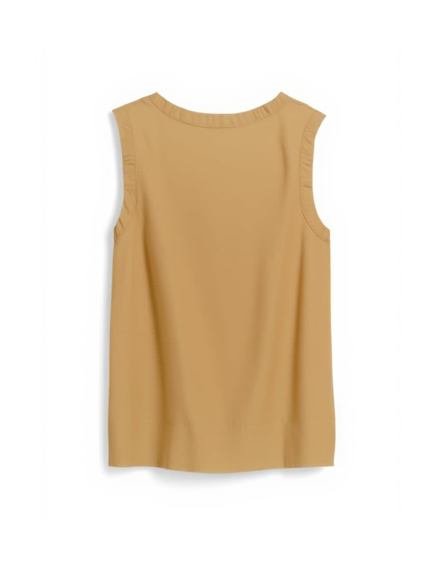 Topshop tie back sleeveless organza top in khaki