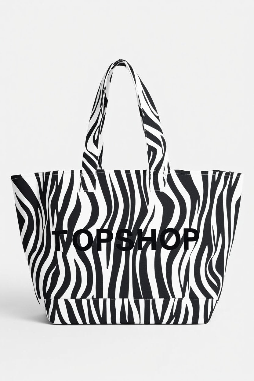 Topshop large canvas tote bag in zebra print