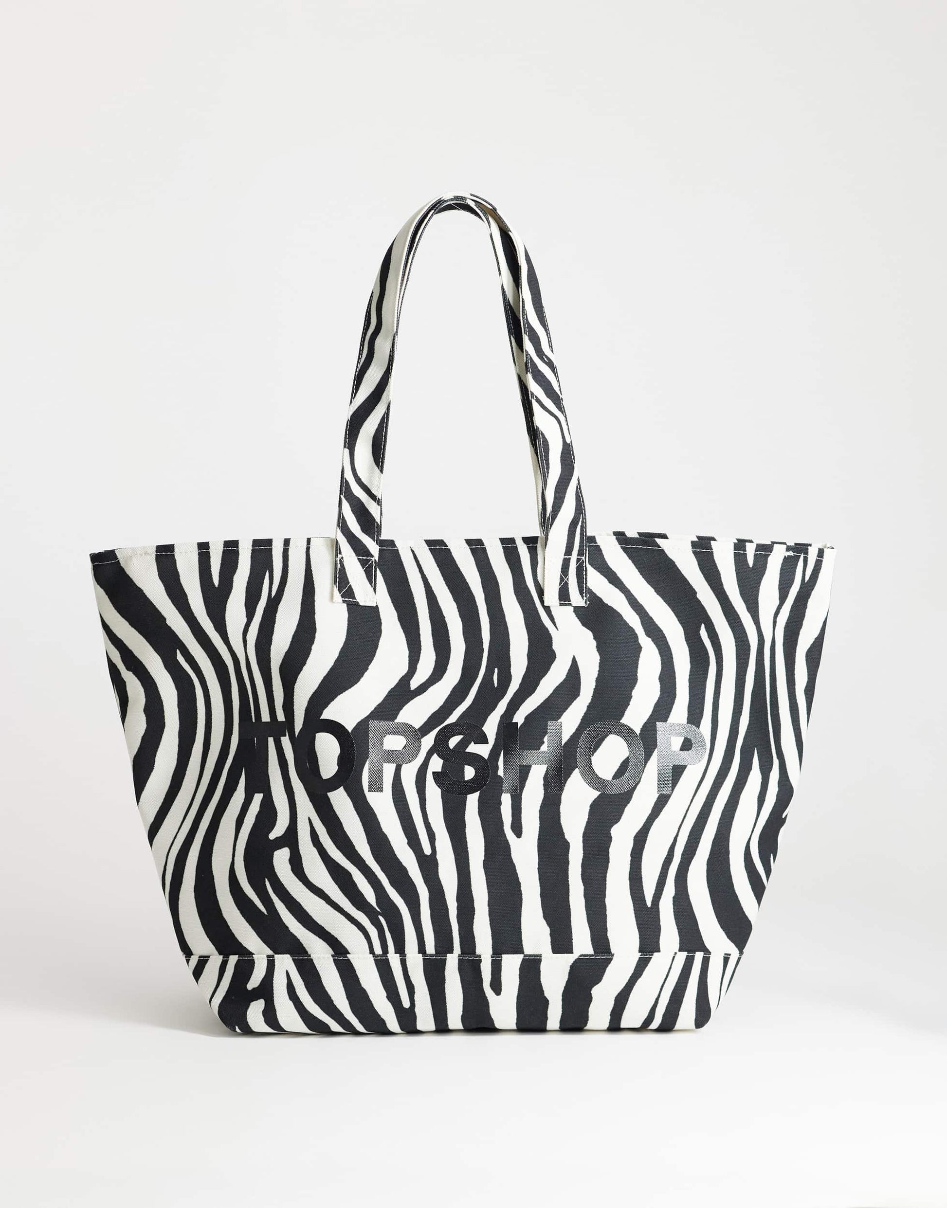 Topshop large canvas tote bag in zebra print