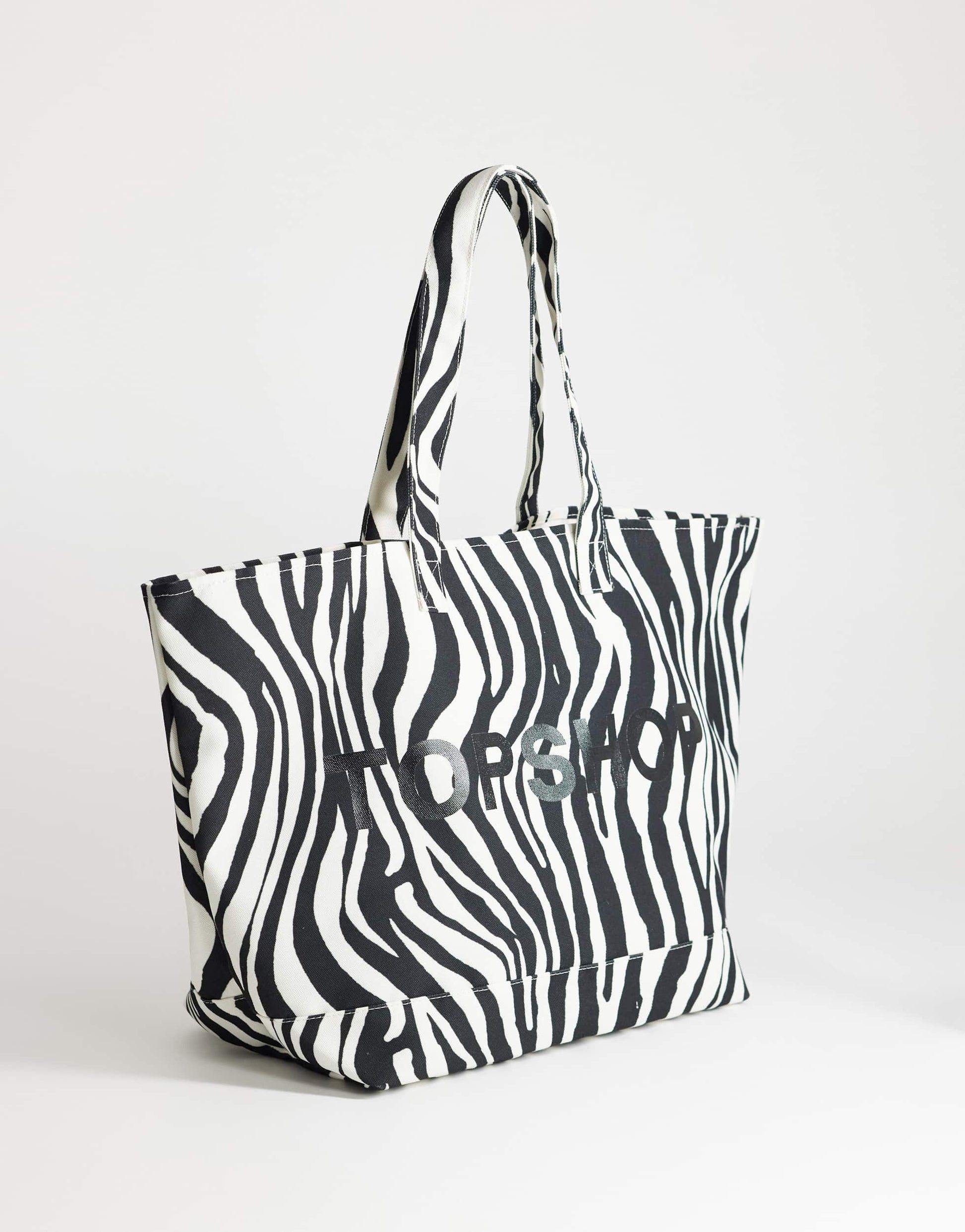 Topshop large canvas tote bag in zebra print