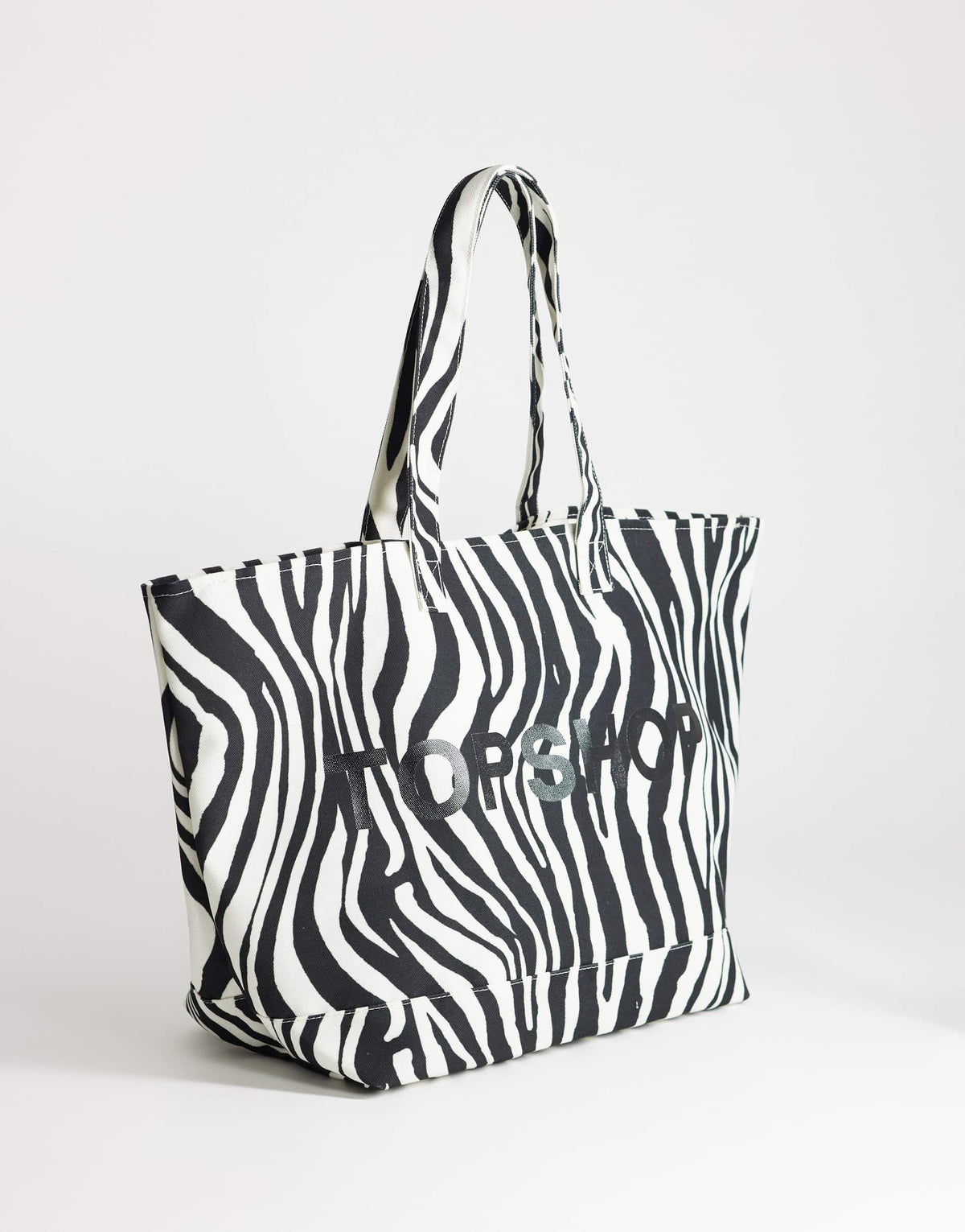 Topshop large canvas tote bag in zebra print
