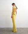 Topshop satin grown on neck tuck side maxi dress with open back in yellow
