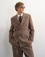 Topman relaxed fit textured double breasted blazer in brown