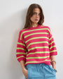 Topshop knitted half sleeve relaxed fit t-shirt in pink and lime