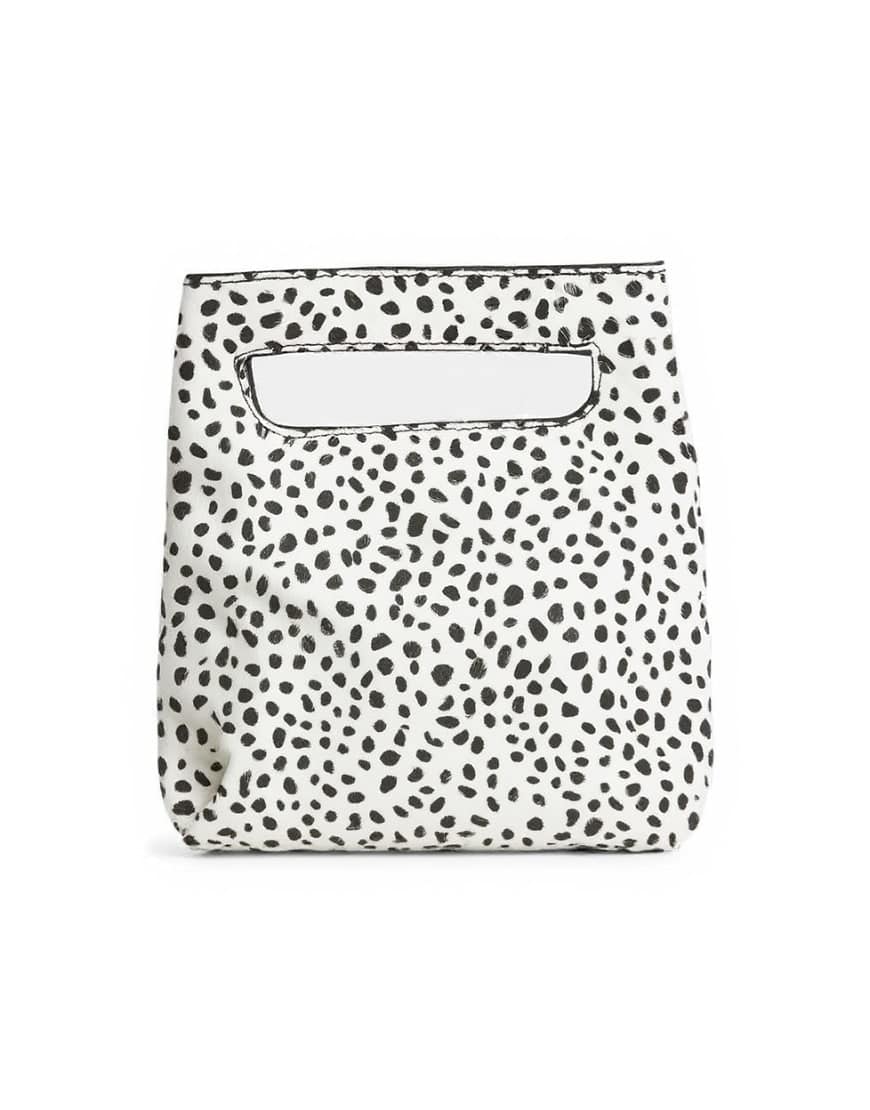 Topshop Stella hair on real leather small grab bag in dalmatian print