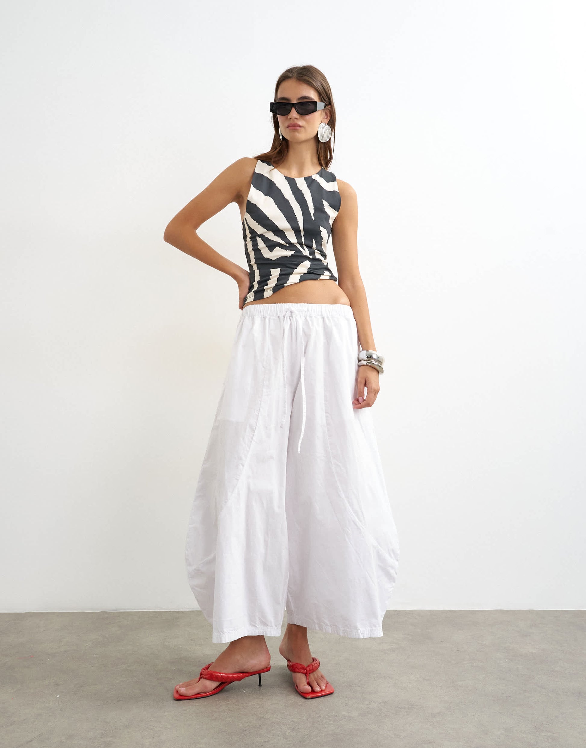 Topshop techy horseshoe trouser in white