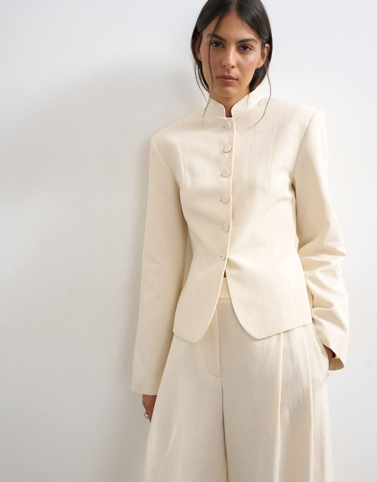 Topshop co ord drummer jacket in ecru