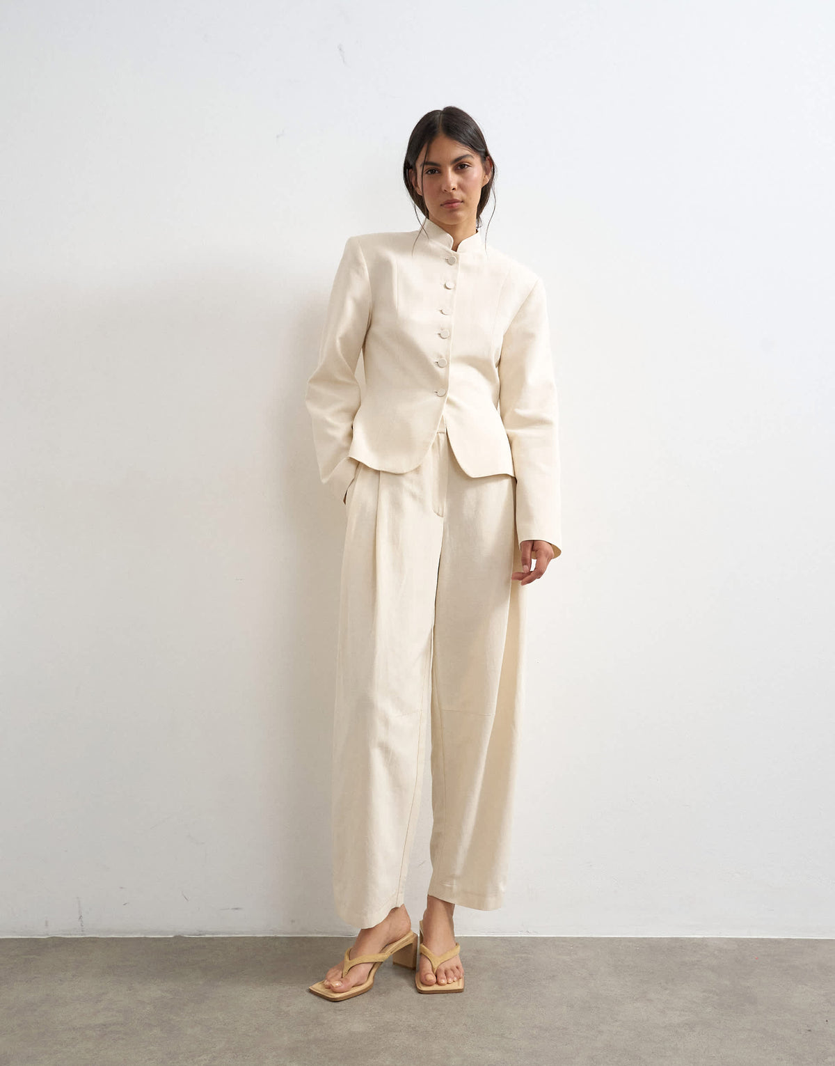 Topshop co ord drummer jacket in ecru