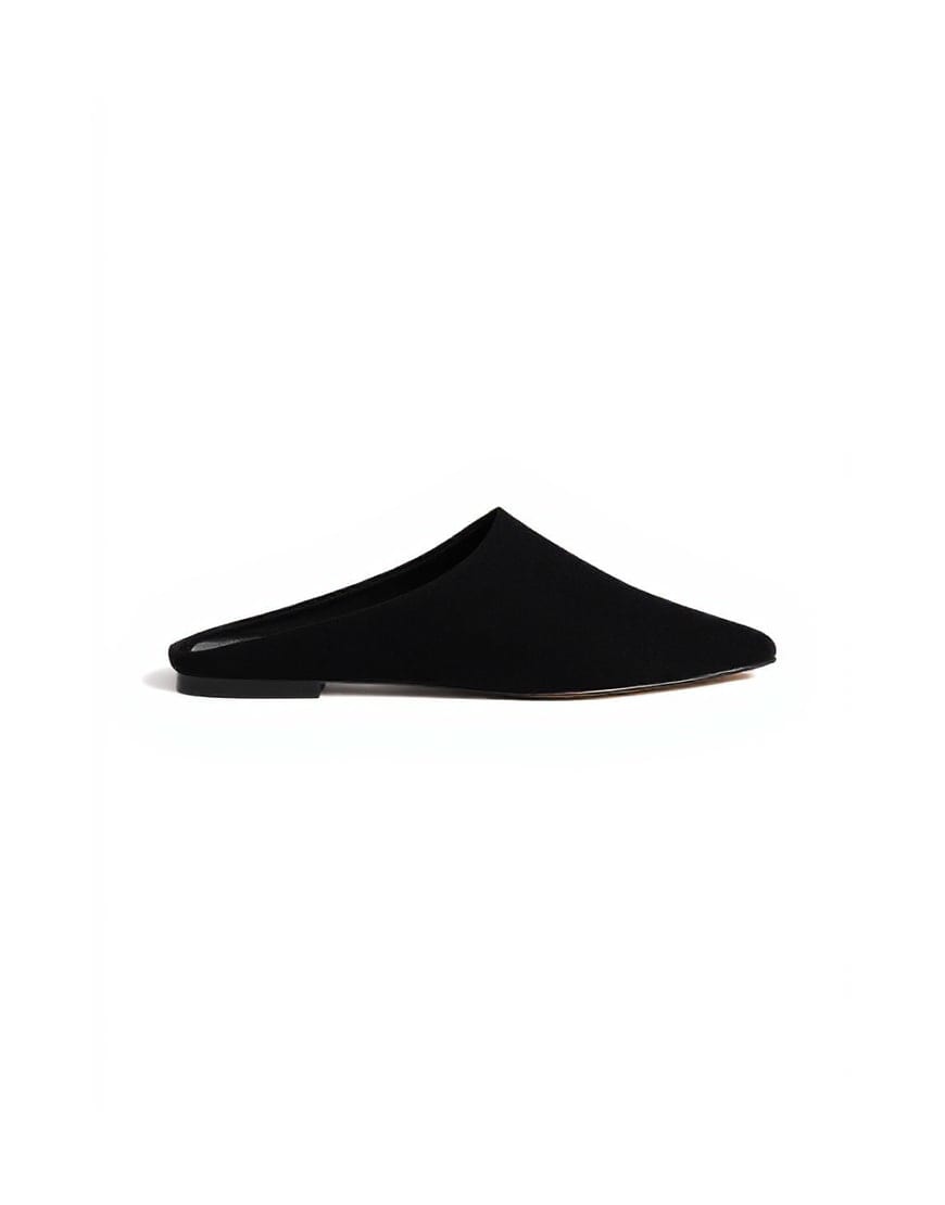 Topshop Dawn real suede flat pointed shoe in black