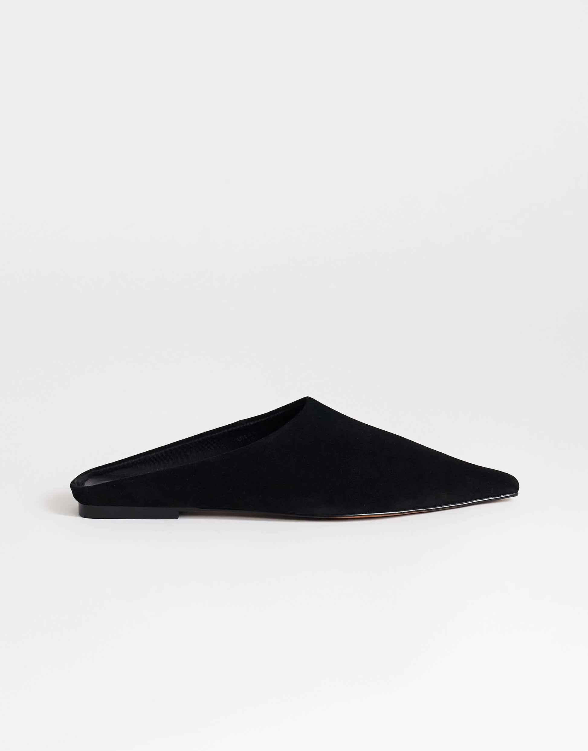 Topshop Dawn real suede flat pointed shoe in black