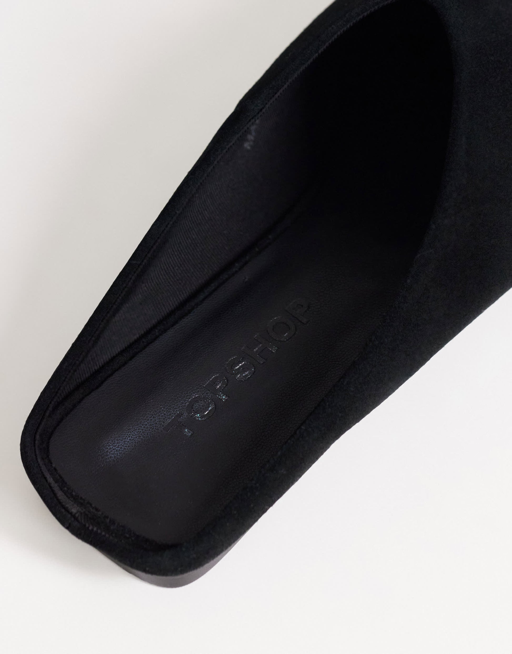 Topshop Dawn real suede flat pointed shoe in black