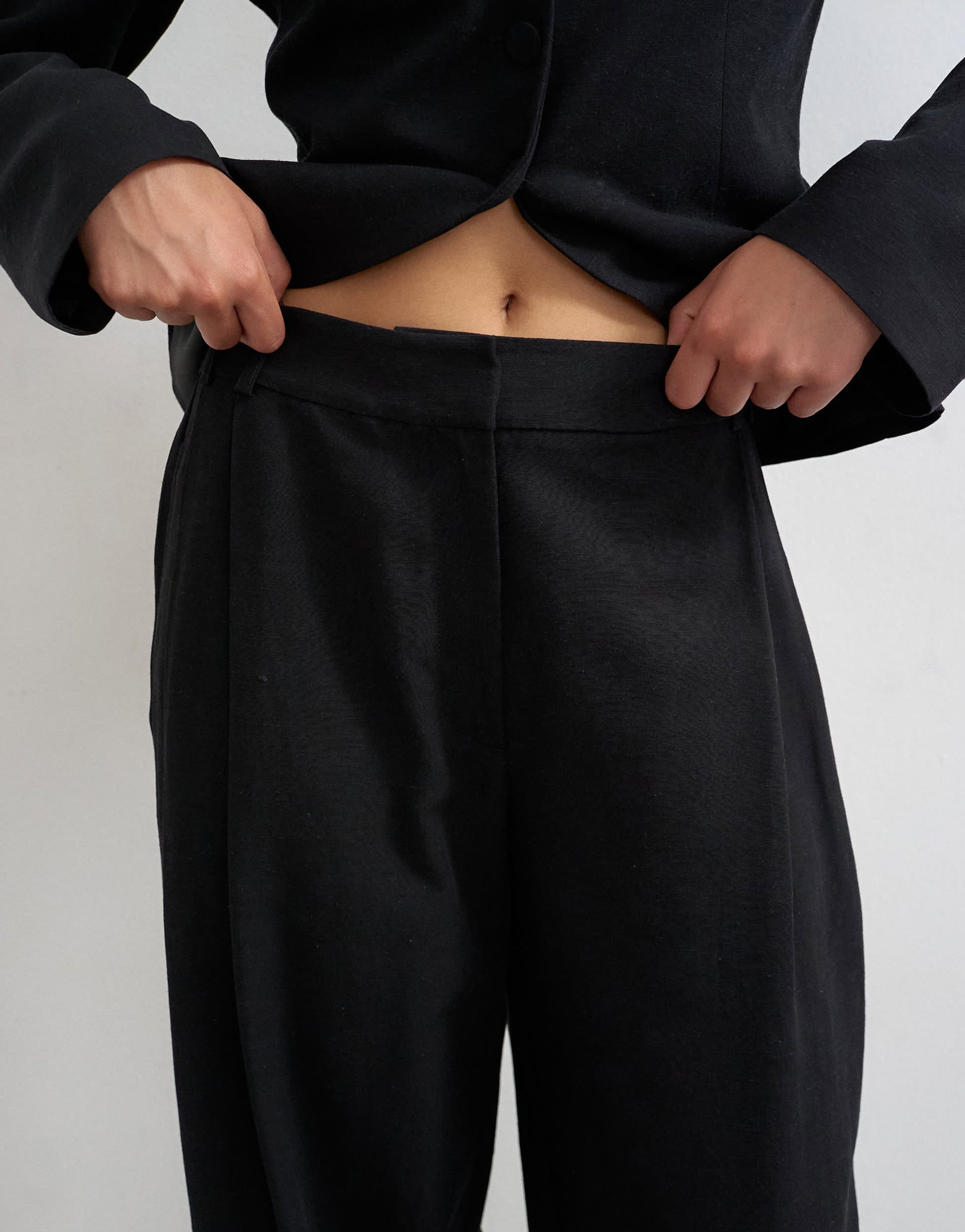 Topshop co ord barrel trouser in black