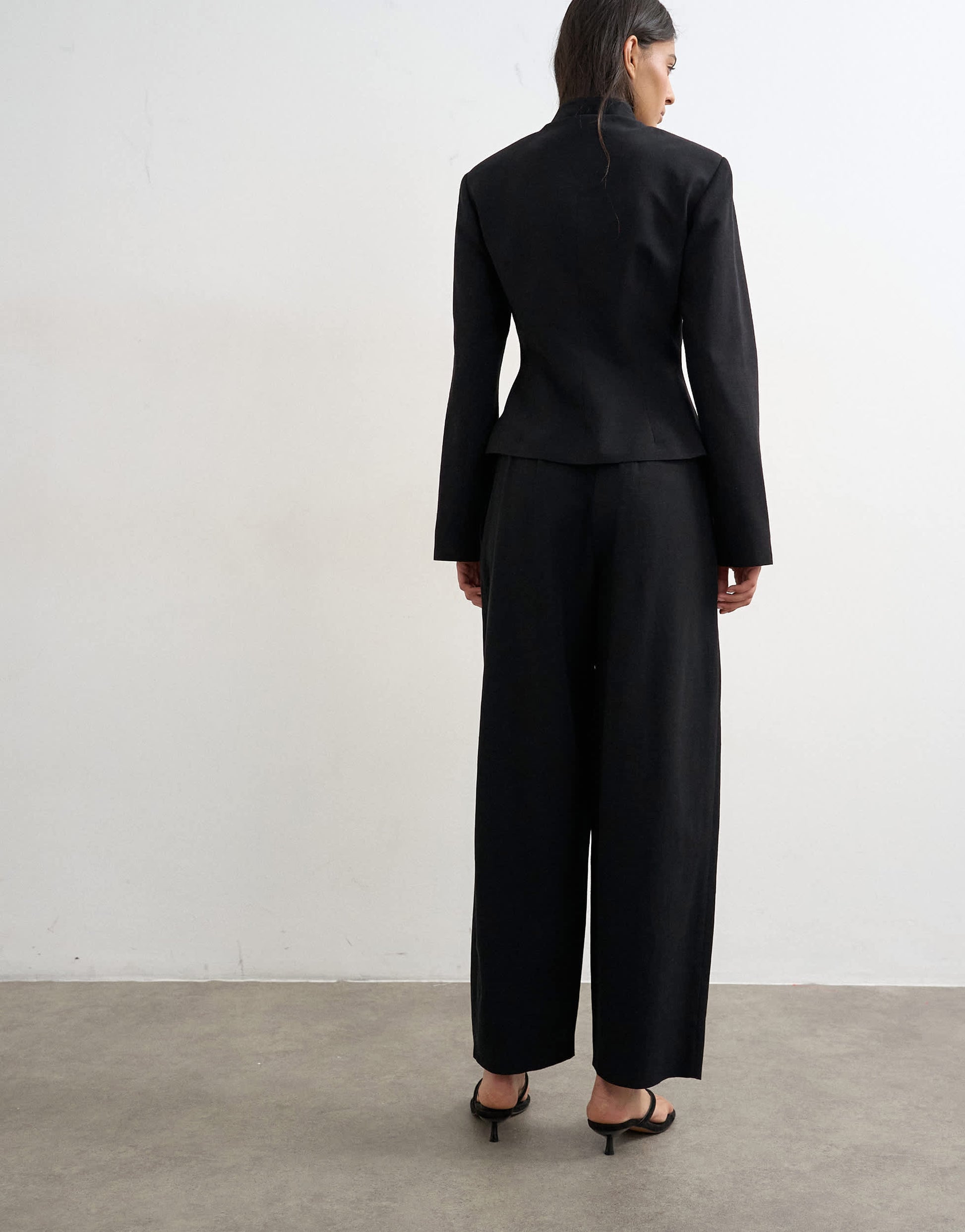 Topshop co ord barrel trouser in black