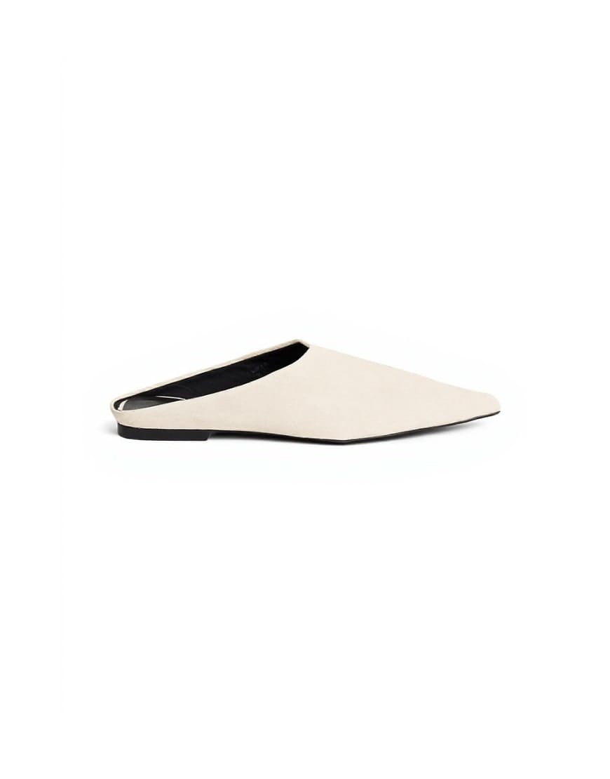 Topshop Dawn real suede flat pointed shoe in sand