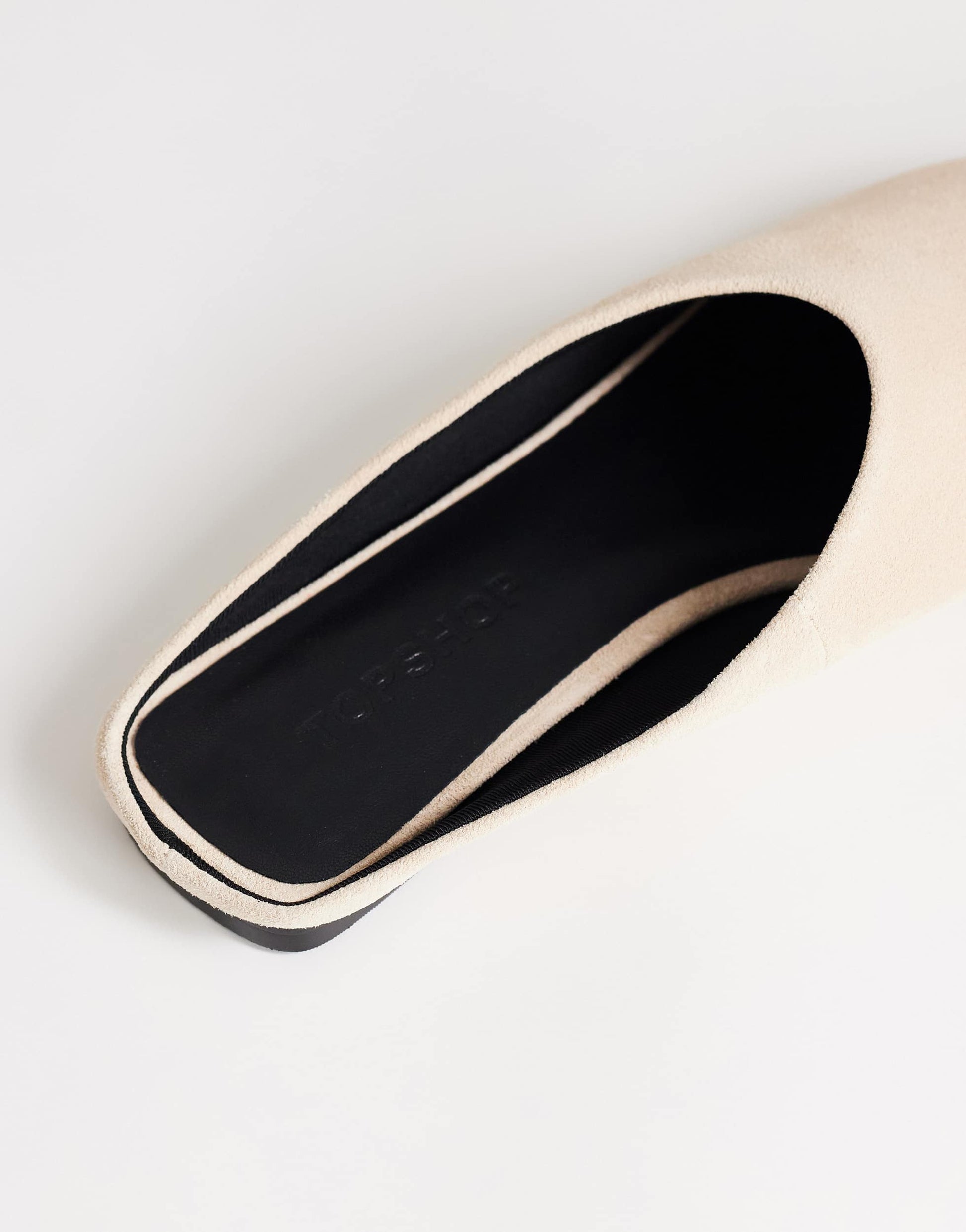 Topshop Dawn real suede flat pointed shoe in sand