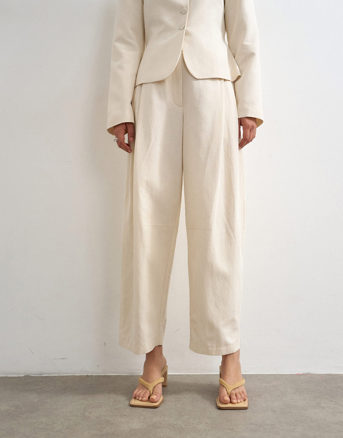Topshop co ord crop barrel trouser in ecru