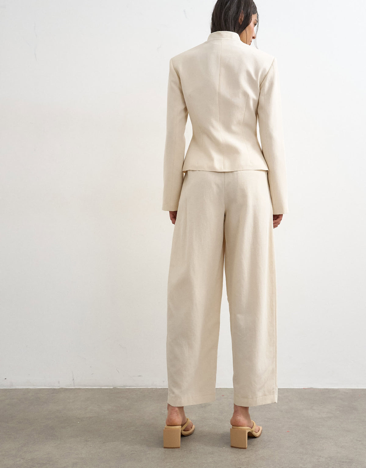 Topshop co ord crop barrel trouser in ecru