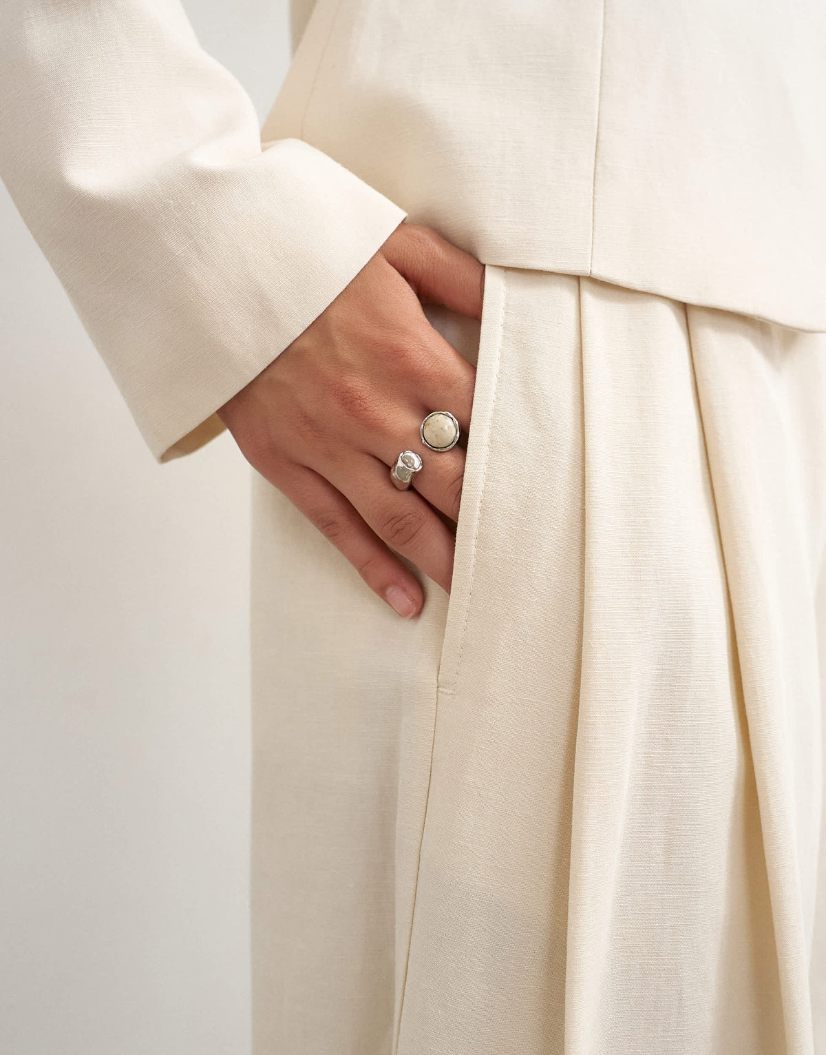 Topshop co ord crop barrel trouser in ecru