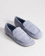 Topshop Daniel real suede flat square toe loafer in blue