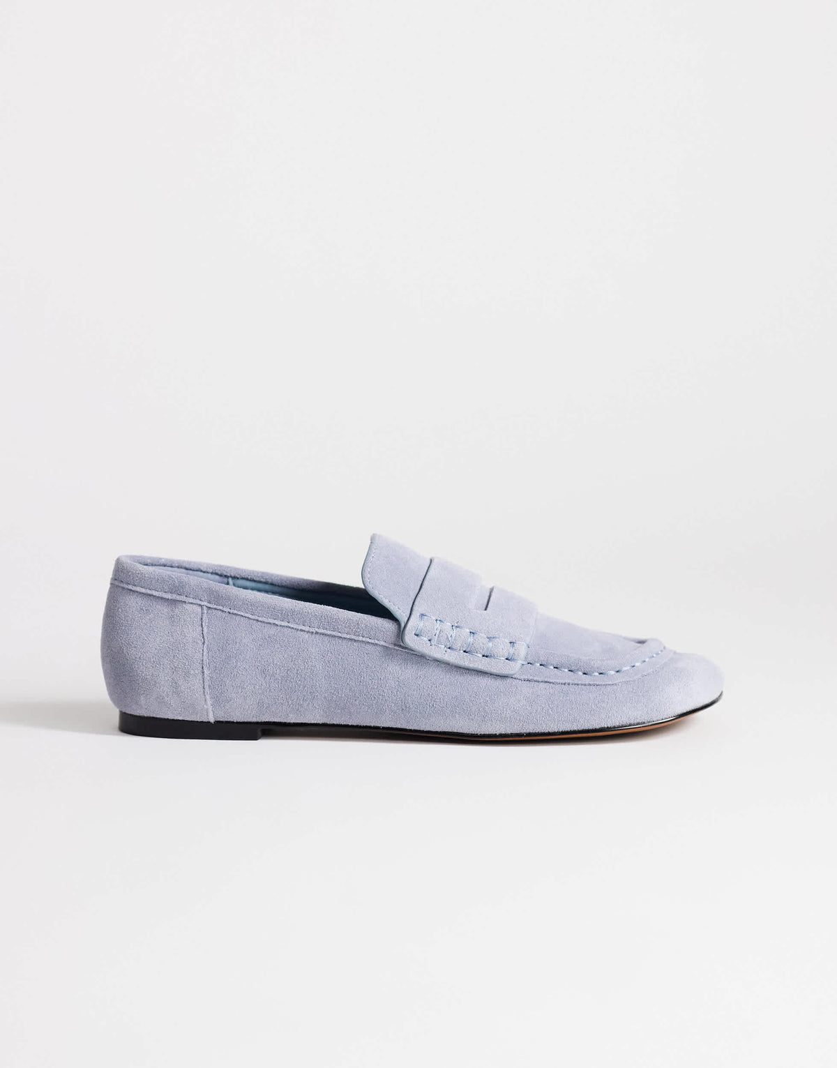 Topshop Daniel real suede flat square toe loafer in blue