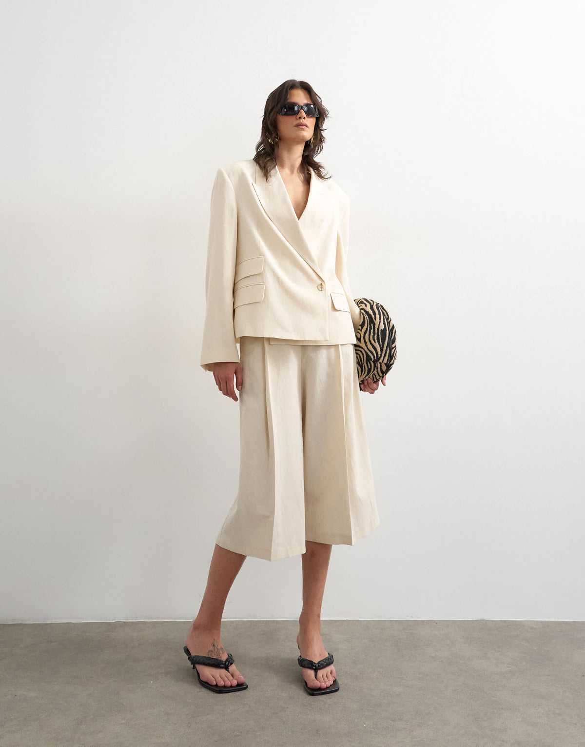 Topshop multipocket blazer in ecru