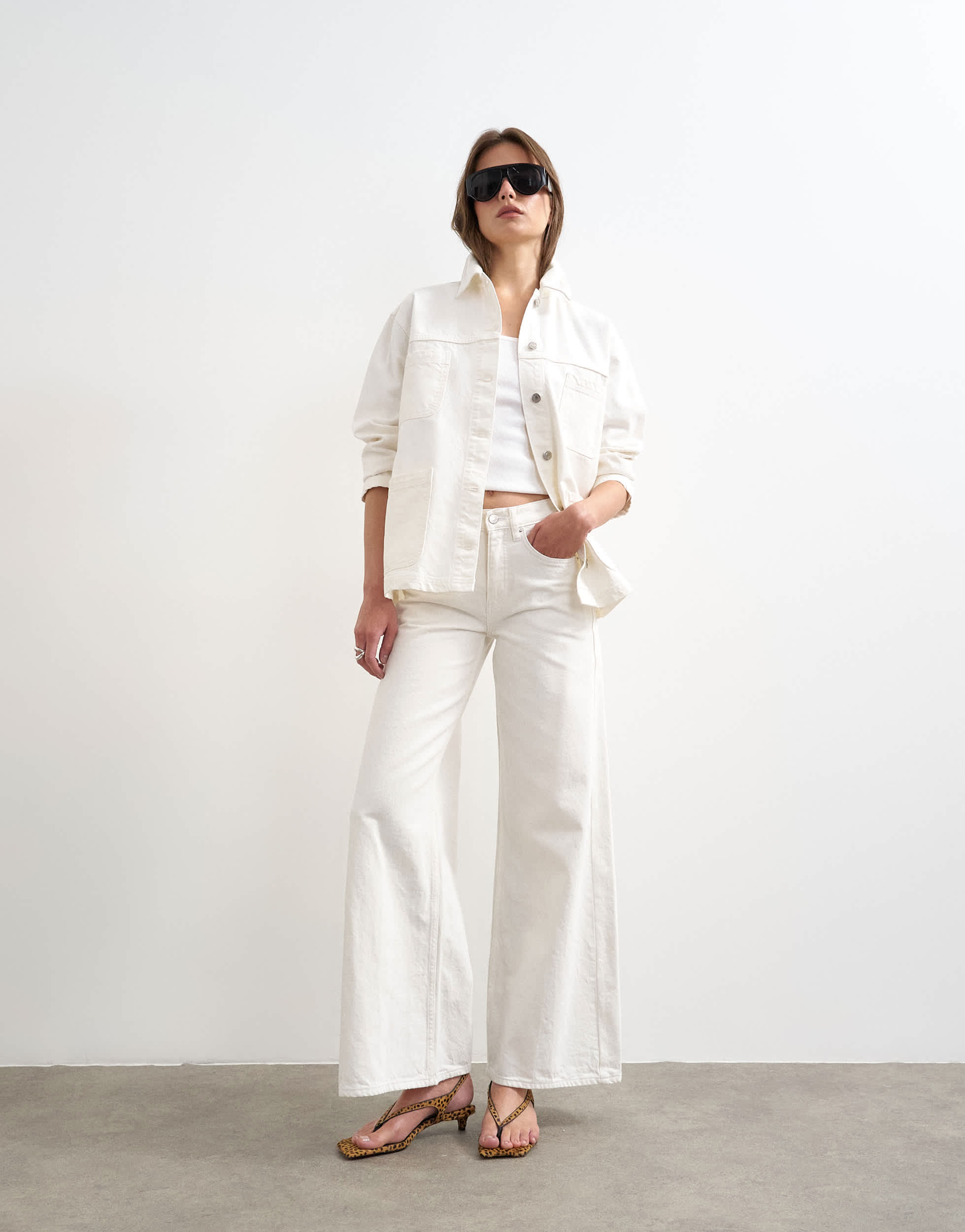 Topshop denim worker jacket in bone