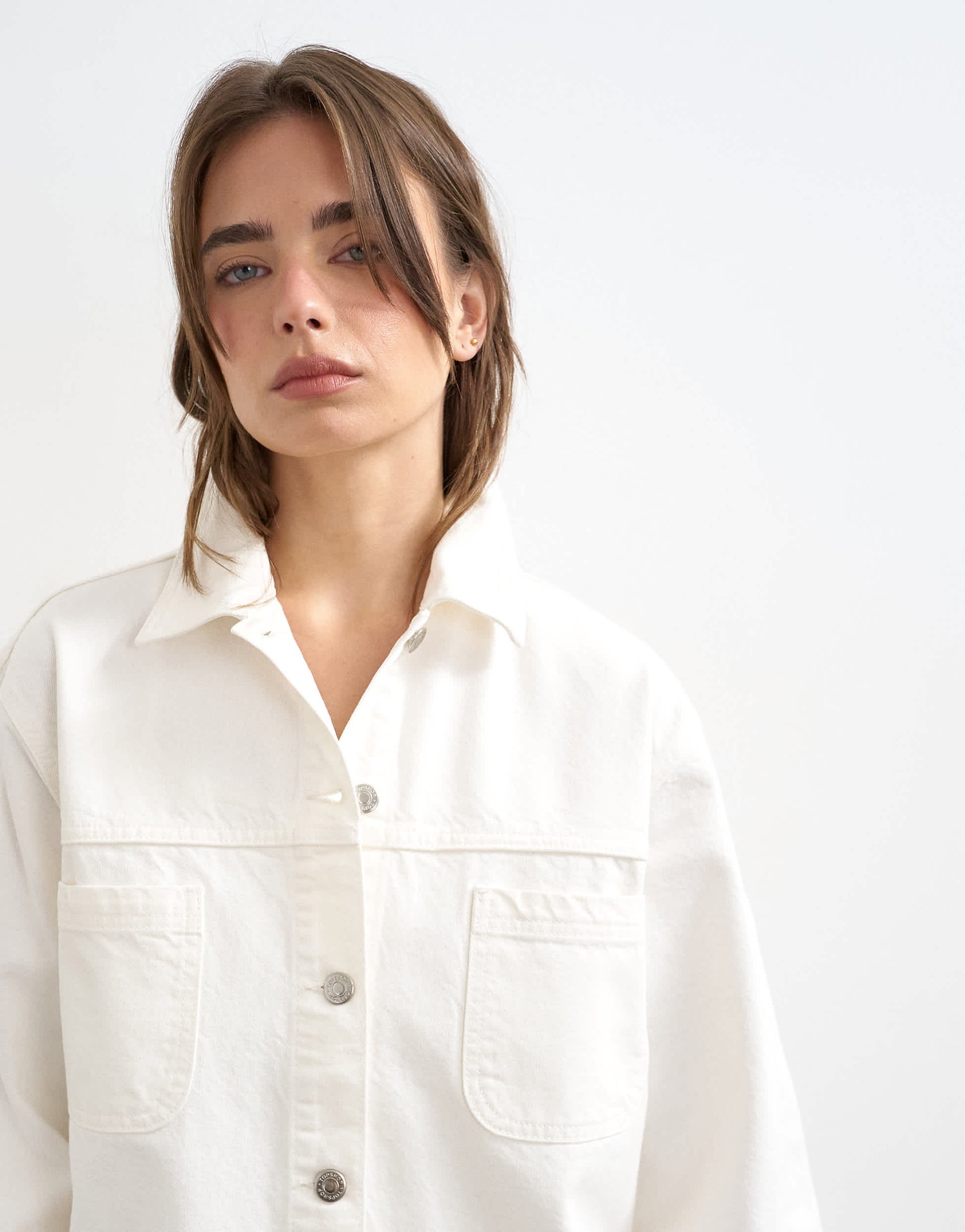Topshop denim worker jacket in bone